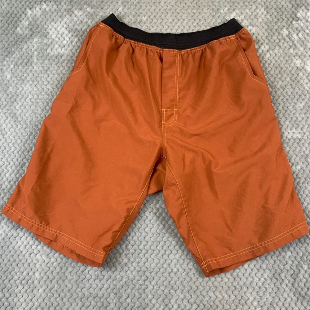 prAna Breathe Mens Board Shorts L Burnt Orange Rust Elastic Waist Quick Dry
